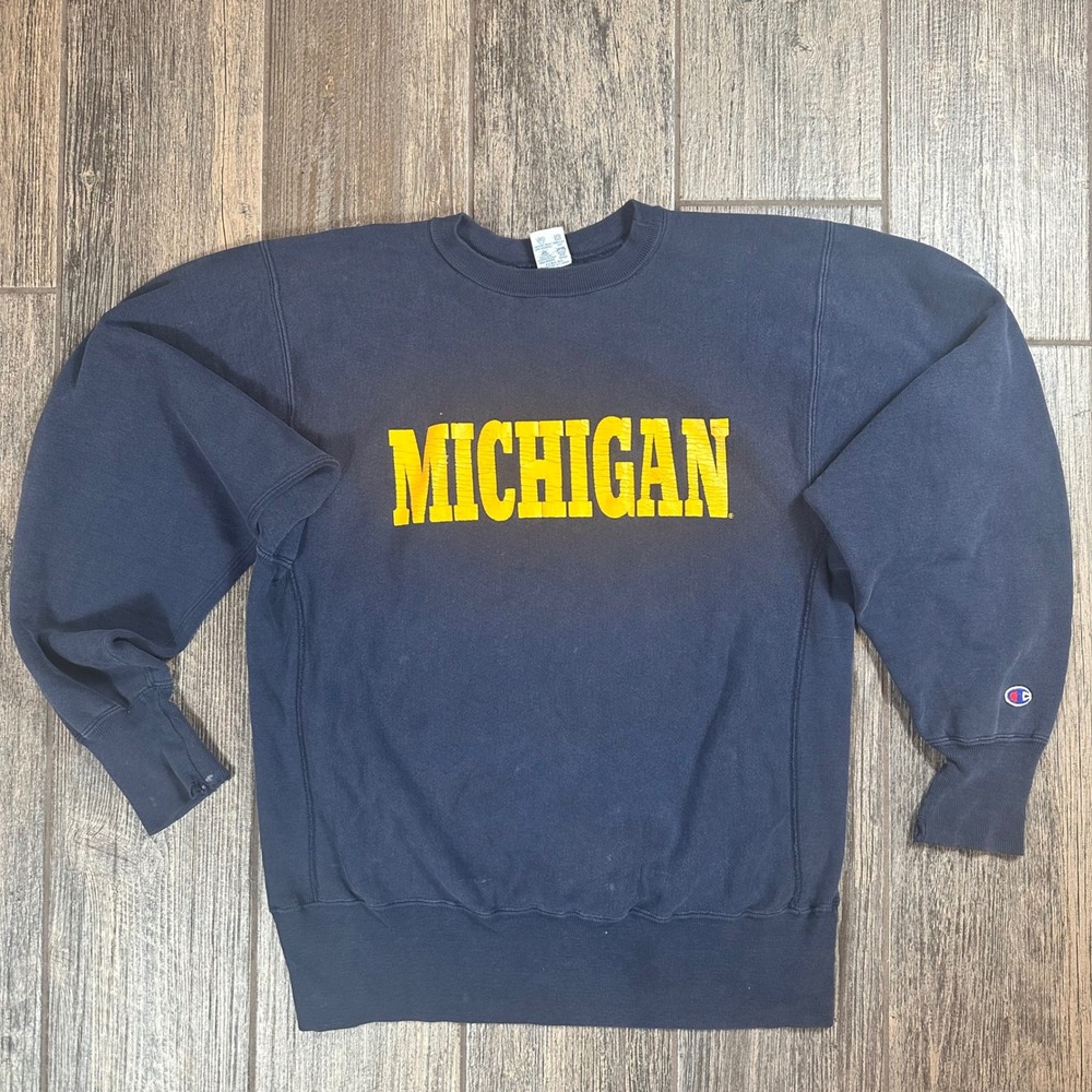 Vintage Champion Michigan Wolverines Reverse Weave Crewneck Sweatshirt Large